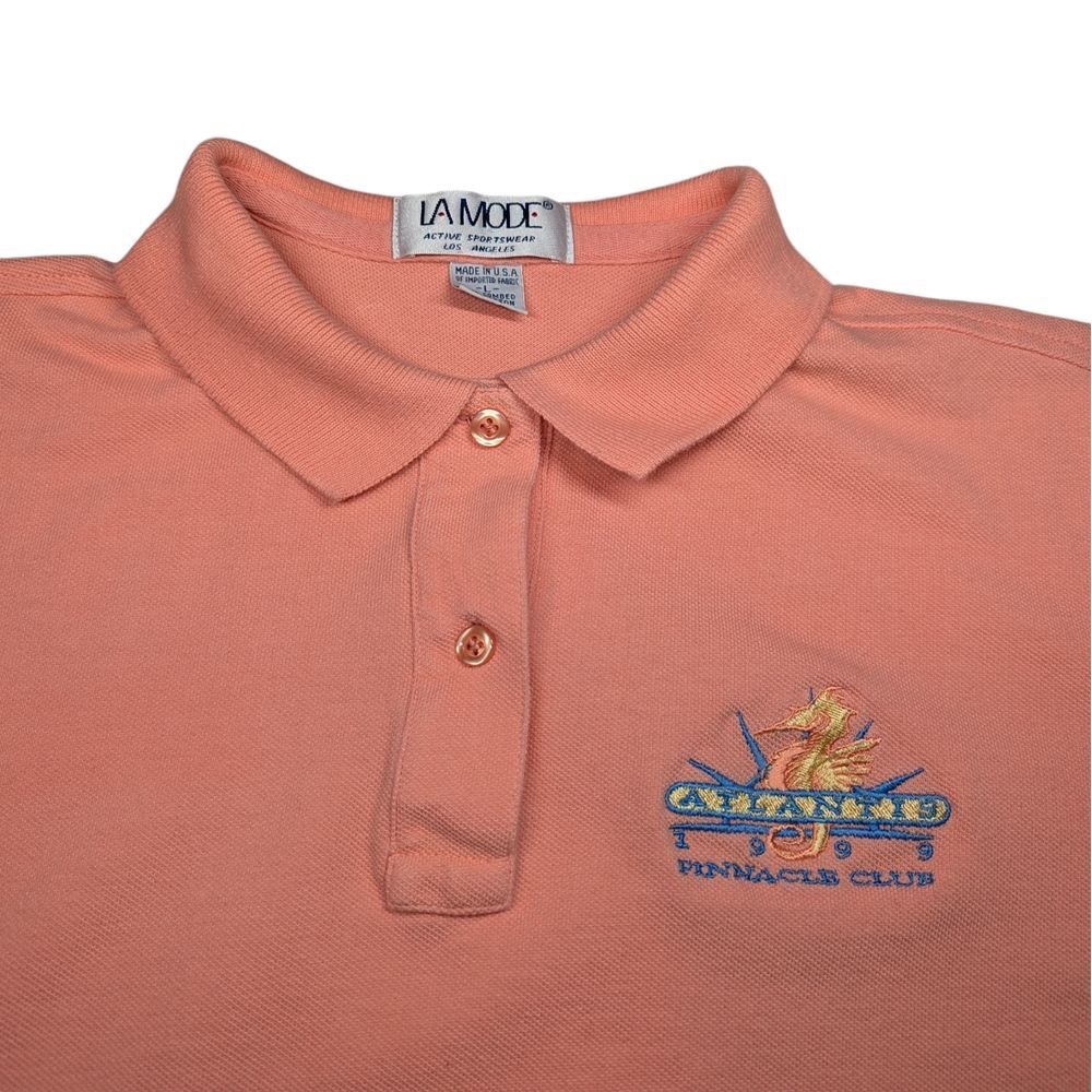 Vintage 1999 Atlantis Pinnacle Club Polo Large Light‎ Pink La Mode Seahorse USA
